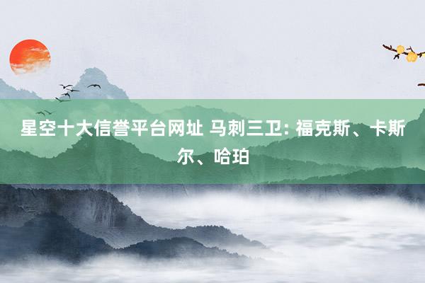 星空十大信誉平台网址 马刺三卫: 福克斯、卡斯尔、哈珀
