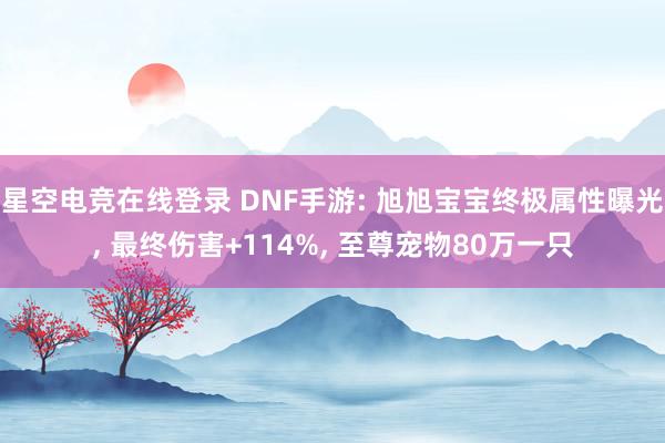 星空电竞在线登录 DNF手游: 旭旭宝宝终极属性曝光, 最终伤害+114%, 至尊宠物80万一只