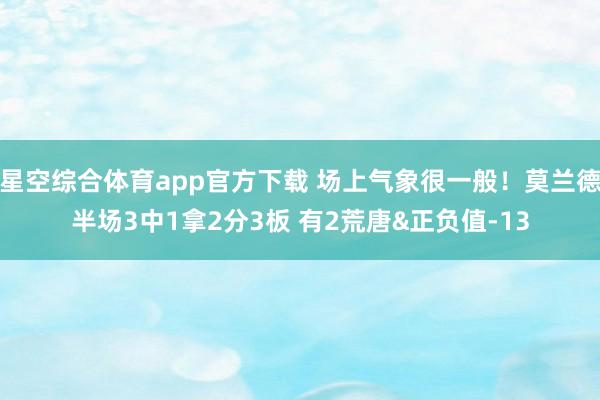 星空综合体育app官方下载 场上气象很一般！莫兰德半场3中1拿2分3板 有2荒唐&正负值-13