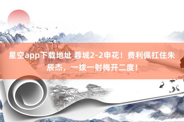 星空app下载地址 蓉城2-2申花！费利佩扛住朱辰杰，一拨一射梅开二度！