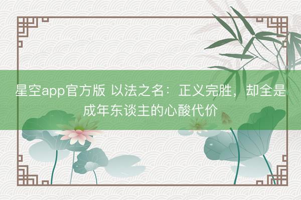 星空app官方版 以法之名:正义完胜,却全是成年东谈主的心酸代价