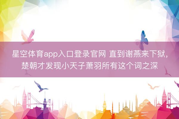 星空体育app入口登录官网 直到谢燕来下狱,楚朝才发现小天子萧羽所有这个词之深