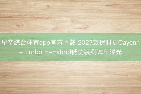 星空综合体育app官方下载 2027款保时捷Cayenne Turbo E-Hybrid低伪装测试车曝光