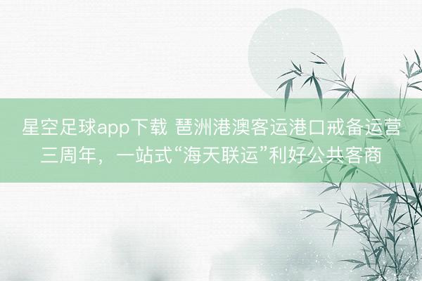 星空足球app下载 琶洲港澳客运港口戒备运营三周年，一站式“海天联运”利好公共客商