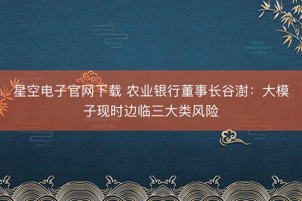 星空电子官网下载 农业银行董事长谷澍:大模子现时边临三大类风险